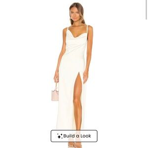 REVOLVE Cream Maxi Dress with Slit
